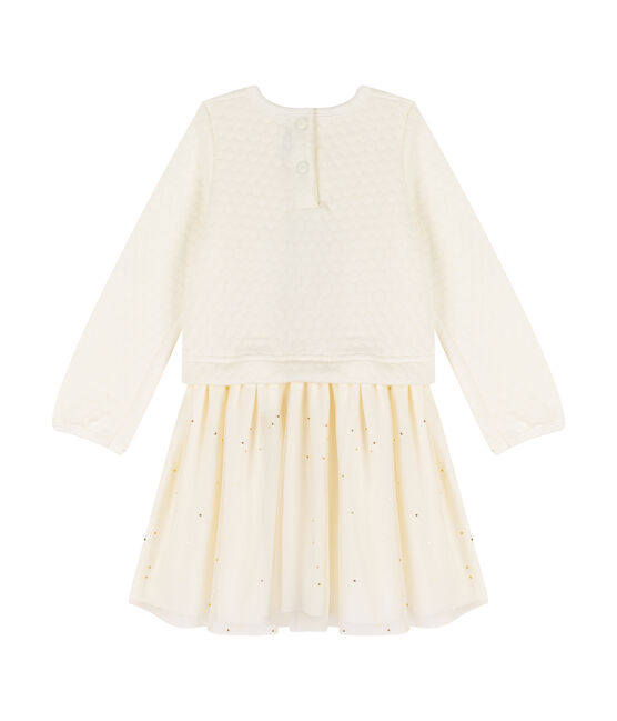 Kinderkleid im Materalmix Mädchen weiss MARSHMALLOW