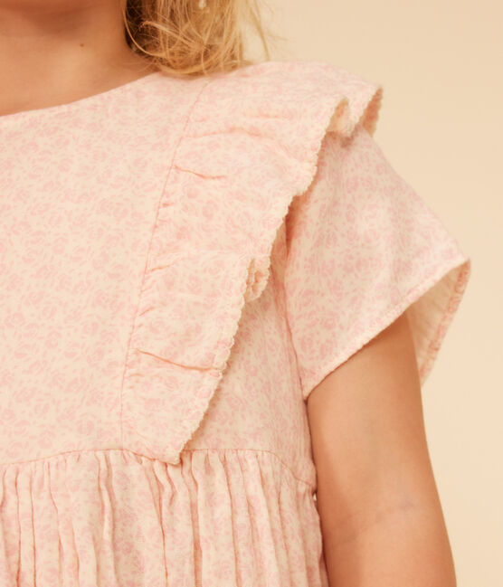 Gemustertes Mädchenkleid mit kurzen Ärmeln aus Baumwollgaze AVALANCHE/ PANTY