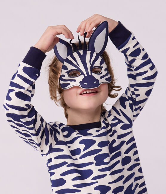 Kinder-Pyjama zum Verkleiden aus Baumwolle mit Zebra-Motiv blau MILK/ SOIR