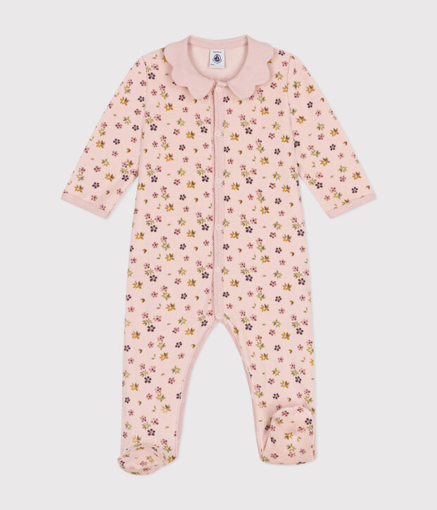 Strampler aus Nicki mit Blumenmotiv rosa/vielfarbig