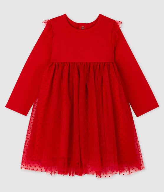 Langärmeliges Baby-Kleid für Mädchen rot TERKUIT