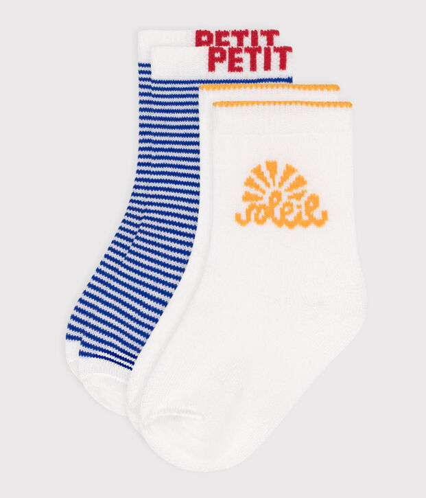 2er-Set Baby-Socken aus Baumwolle mit Streifen vielfarbig