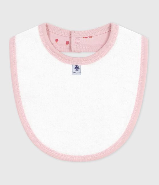 Newborn-Lätzchen aus bedruckter Baumwolle rosa JOLI/weiss MULTICO
