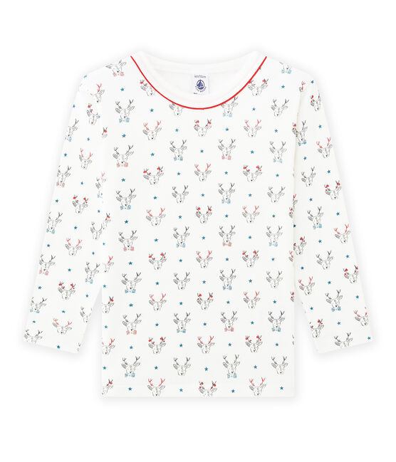 Jungen-Langarmshirt mit Aufdruck weiss LAIT/weiss MULTICO