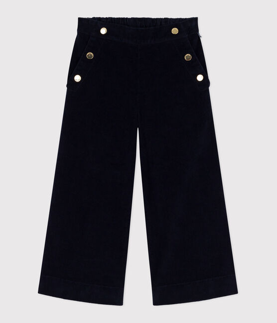 Kinder-Hose aus einfarbigem Fein-Cord blau SMOKING
