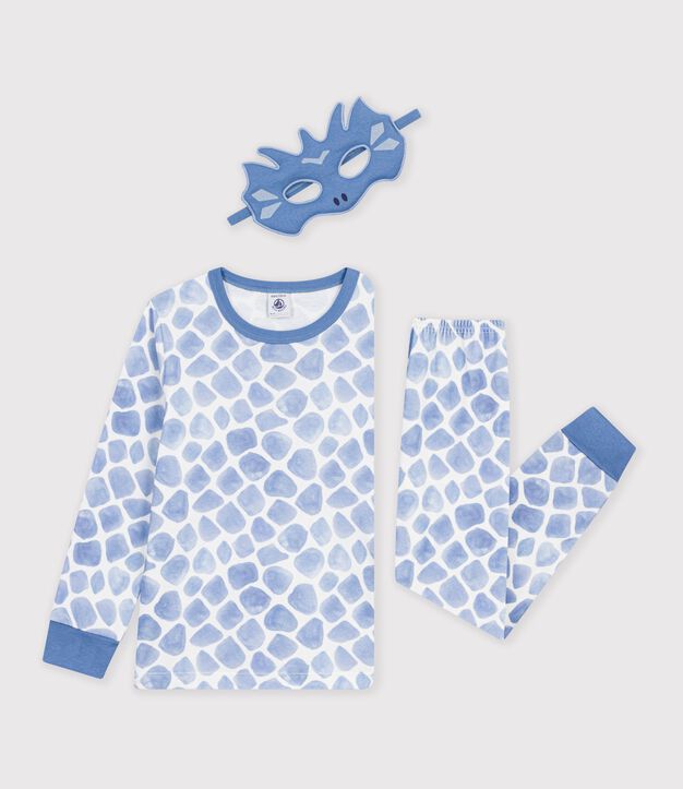 Kinder-Pyjama zum Verkleiden Drache aus Baumwolle blau/blau