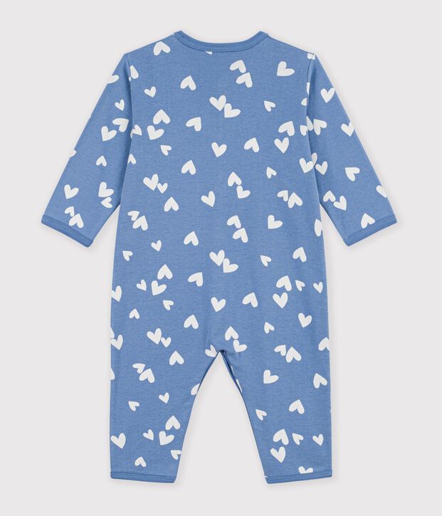 Pyjama b&eacute;b&eacute; en coton sans pieds imprim&eacute; c&oelig;urs blau/weiss