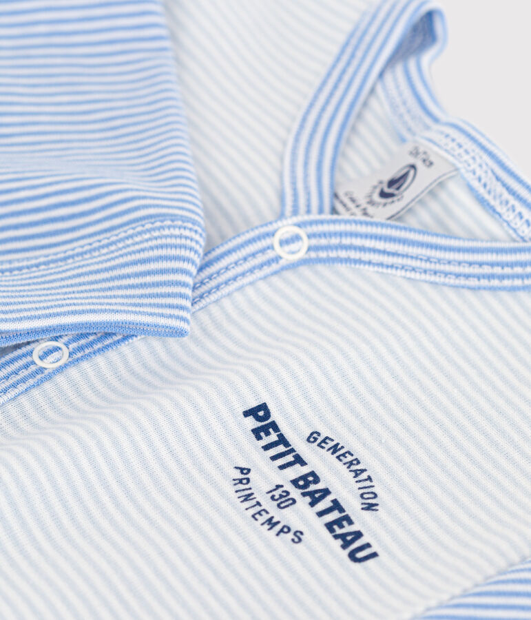 Fu&szlig;loser Strampler aus Baumwolle mit Ringelstreifen blau/weiss