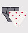 2er-Set High Waist Damen-Slip aus Baumwolle mit Herzmotiv und Streifen  Variante 1 PACK