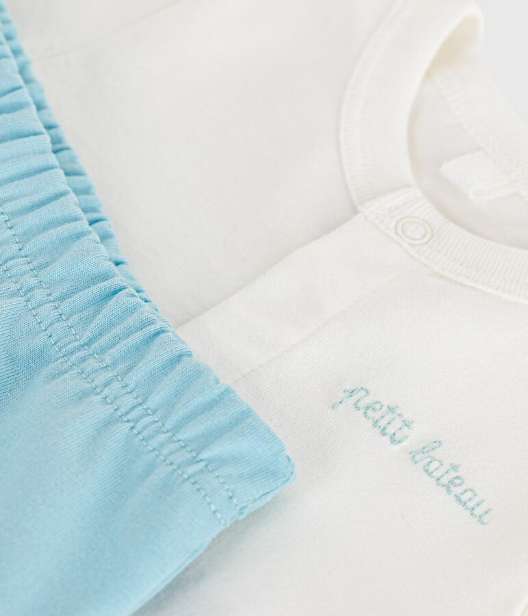 2-teiliges Newborn-Set aus Baumwolle mit einfarbigem Unterteil blau MARSHMALLOW/ AQUATIC