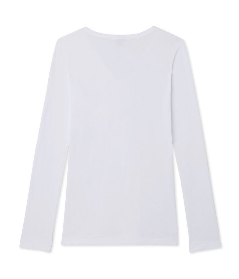 Damen-Langarmshirt mit V-Ausschnitt weiss