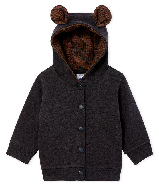 Baby-Kapuzensweatshirt aus geripptem Elasthan für Jungen. grau CITY CHINE