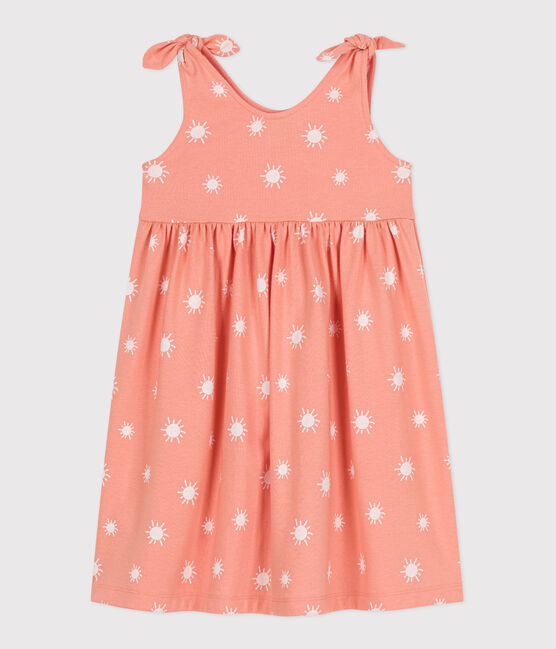 Ärmelloses Kinder-Kleid aus bedruckter Baumwolle orange ABRICOT/ MARSHMALLOW