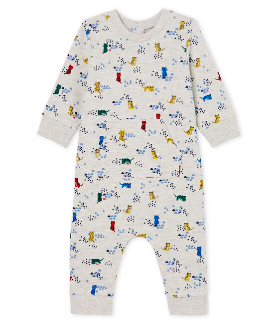 Gemusterter Baby-Langoverall für Jungen grau BELUGA/weiss MULTICO