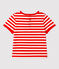 Kurzärmeliges gestreiftes Baby-T-Shirt aus Jersey. rot PEPS/weiss MARSHMALLOW