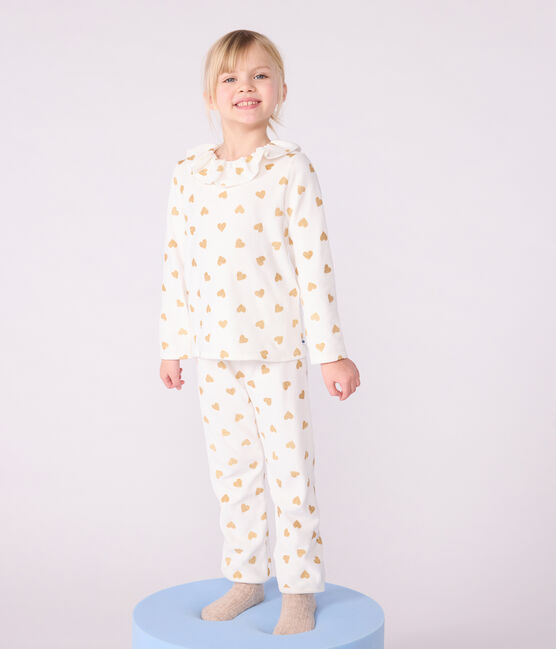Kinder-Pyjama aus Nicki mit goldenem Herzmotiv MILK/ DORE