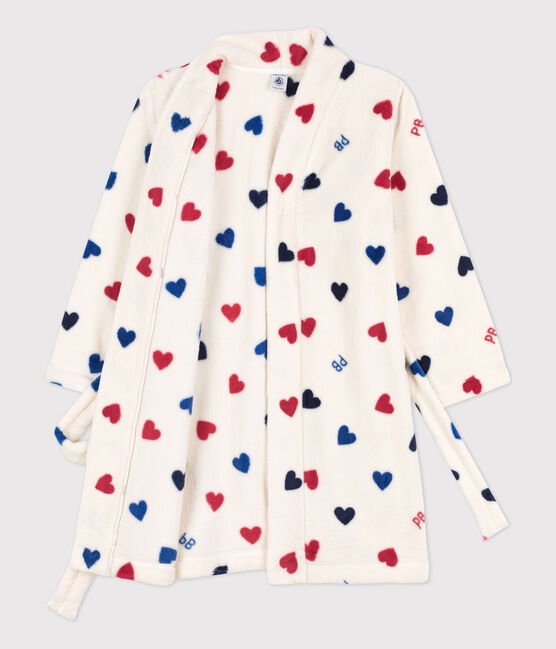 Kinder-Morgenmantel aus Fleece weiss AVALANCHE/ MULTICO