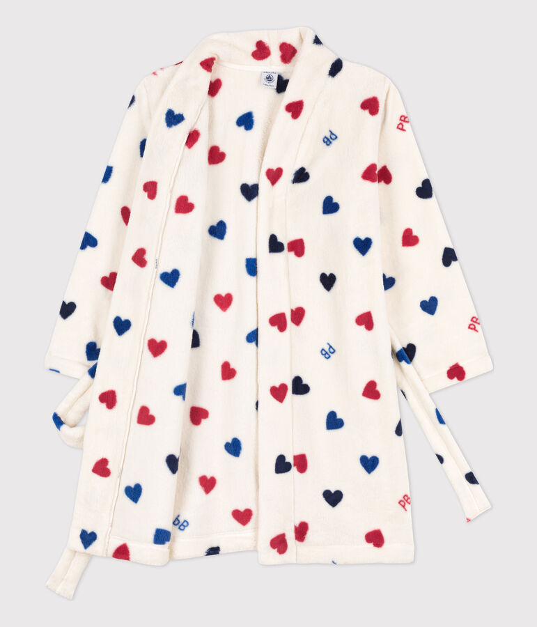 Kinder-Morgenmantel aus Fleece naturfarben/vielfarbig