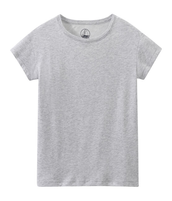 Damen-Top aus federleichtem, gedoppeltem Jersey grau POUSSIERE CHINE