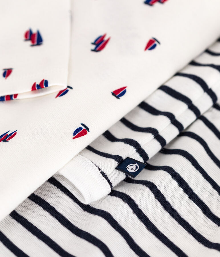 3-teiliges Baby-Set aus Baumwolle weiss/blau