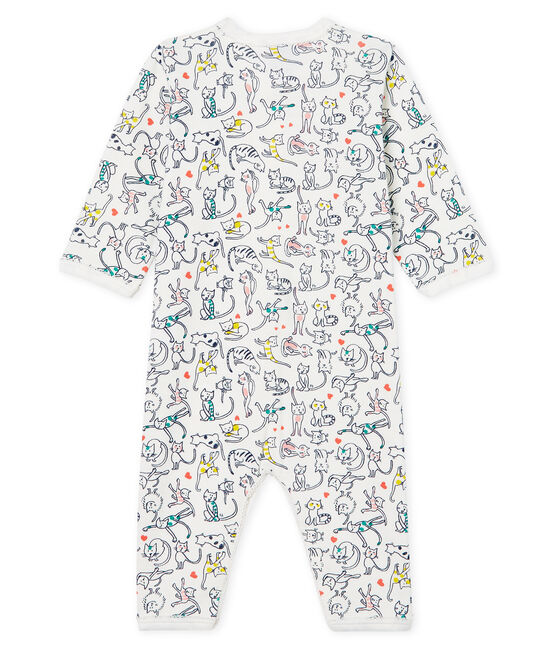 Baby-Strampler ohne Fuß aus Rippstrick für Mädchen weiss MARSHMALLOW/weiss MULTICO