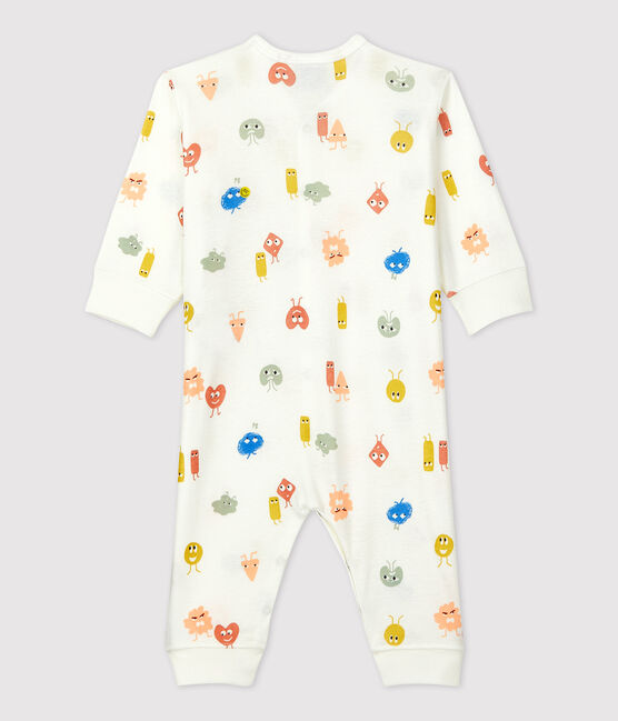 Baby-Strampler ohne Füße aus Baumwolle und Lyocell weiss MARSHMALLOW/weiss MULTICO