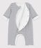 Gestreifter Baby-Langoverall aus Bio-Baumwolle weiss MARSHMALLOW/blau SMOKING