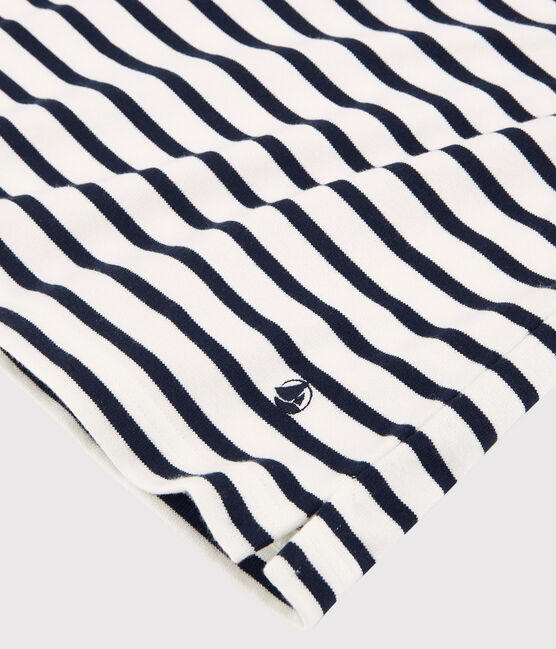 Kurzärmeliges Matrosenshirt aus Baumwolle für Damen. weiss MARSHMALLOW/blau SMOKING