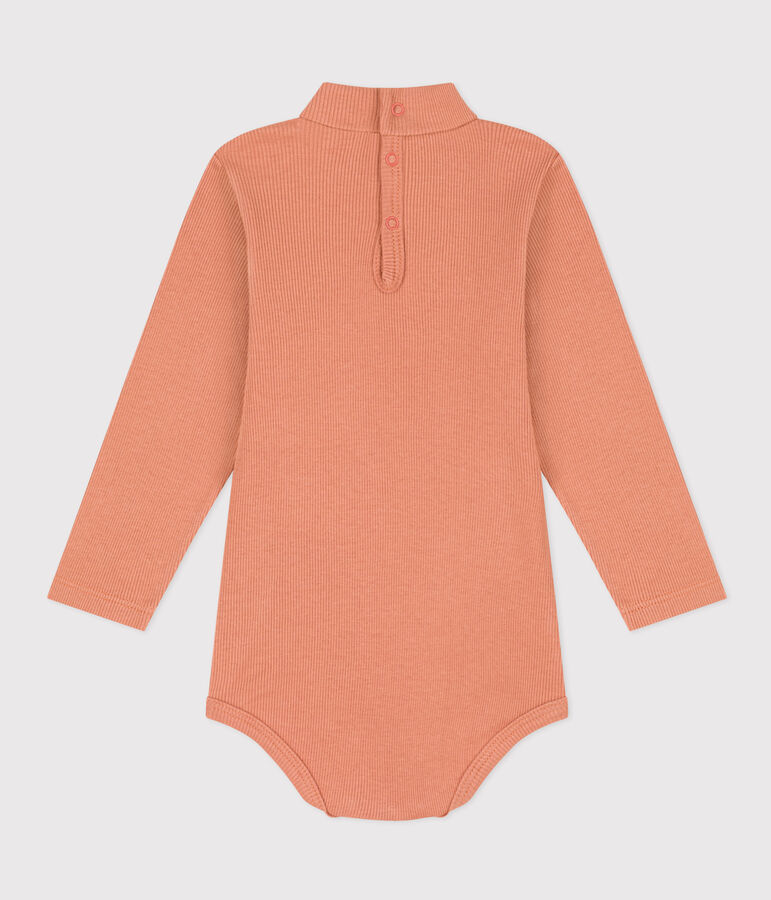 Lang&auml;rmeliger Baby-Body aus Baumwolle mit Rollkragen rosa