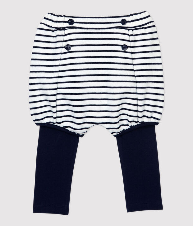 Baby-Shorts aus Baumwolle. weiss/blau