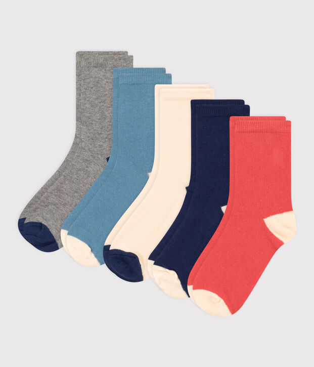 5er-Set einfarbige Kindersocken vielfarbig