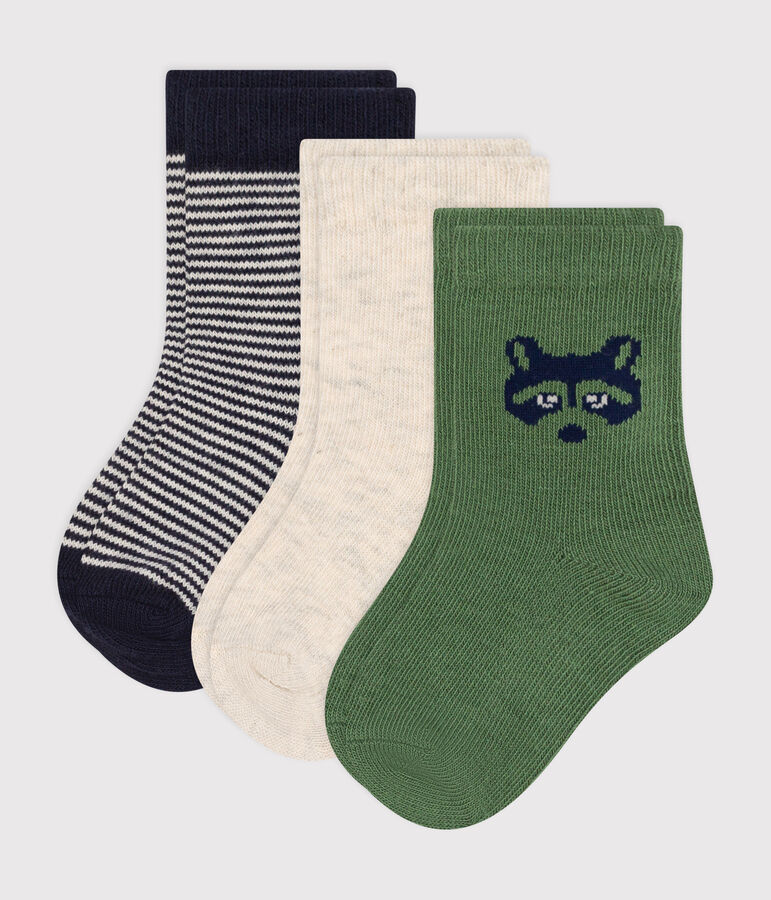 3er-Set Baby-Socken aus Baumwolle mit Waschb&auml;ren vielfarbig