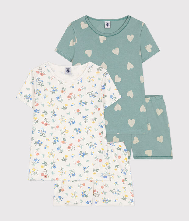 Kurze Kinder-Pyjamas aus Baumwolle im 2er-Set vielfarbig