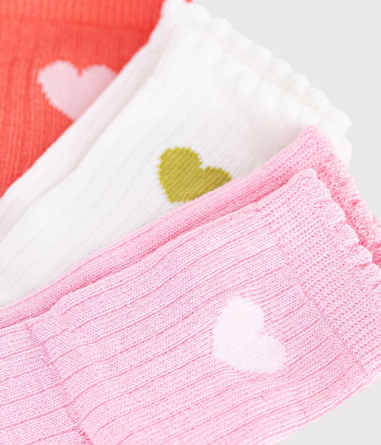 3er-Set Baby-Socken aus Baumwolle mit Herzmotiv vielfarbig