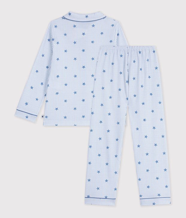 Gekn&ouml;pfter Kinder-Pyjama aus Baumwolle mit Sternmotiv weiss/vielfarbig