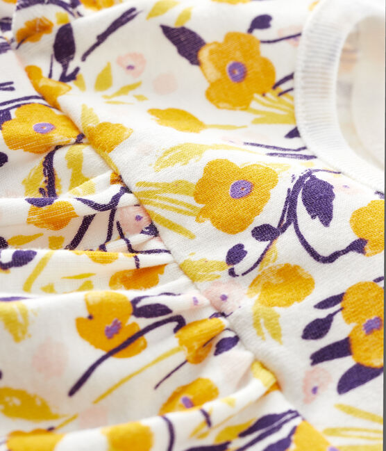 Kurzärmelige Baby-Bluse für Mädchen weiss MARSHMALLOW/weiss MULTICO