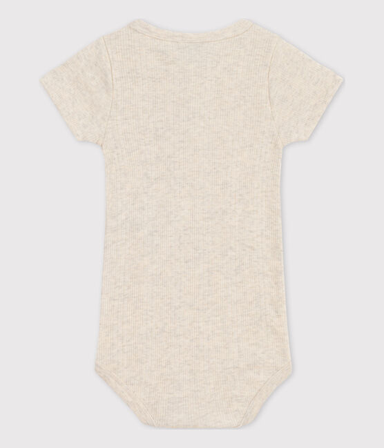 Kurzärmeliger Baby-Body aus Baumwolle mit Tunikaausschnitt beige MONTELIMAR CHINE