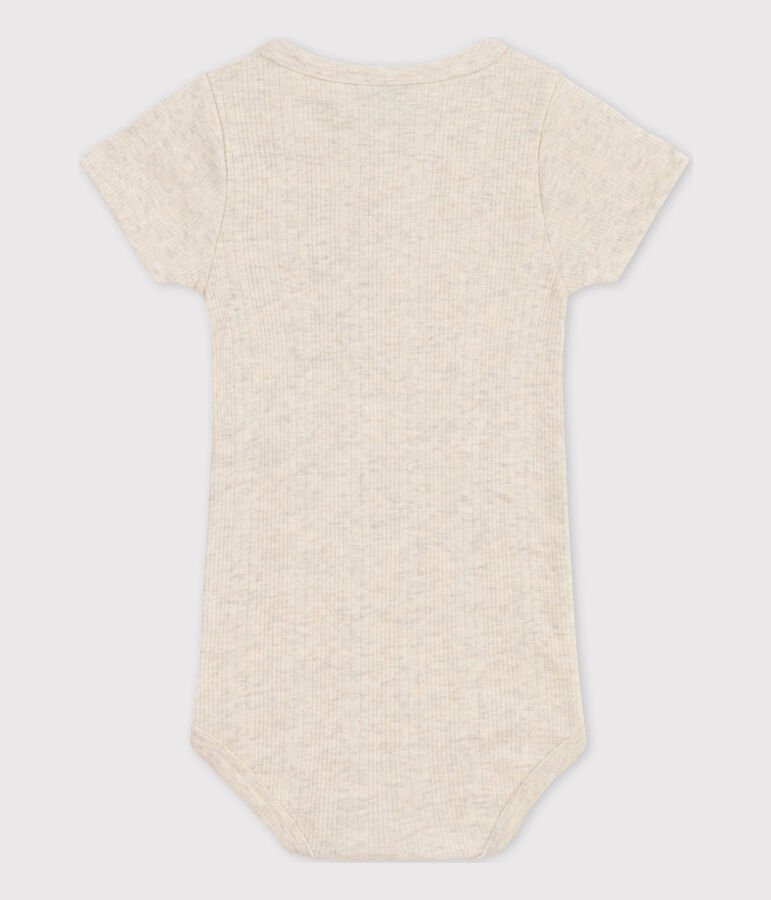 Kurz&auml;rmeliger Baby-Body aus Baumwolle mit Tunikaausschnitt beige