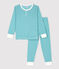 Gestreepte pyjama van katoen en lyocell voor jongetjes blau MIROIR/weiss MARSHMALLOW