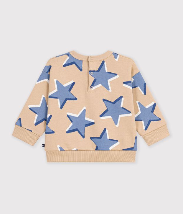 Baby-Sweatshirt aus Baumwolle mit Hertmotiv beige/vielfarbig