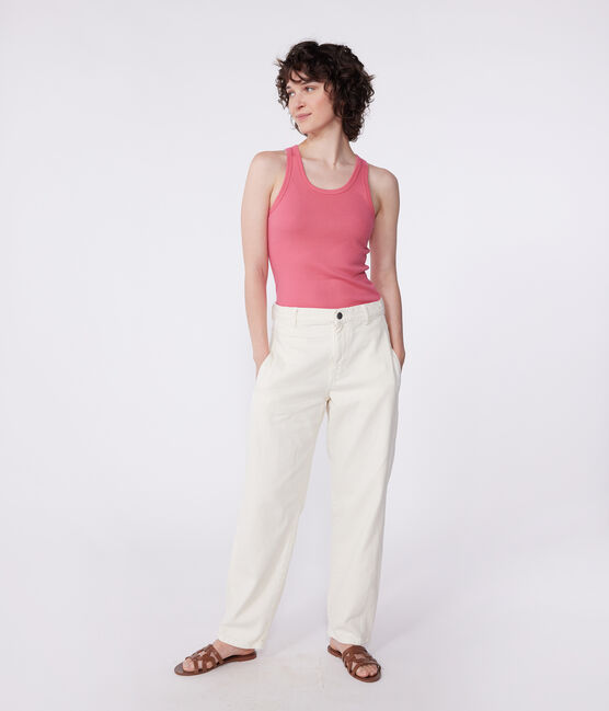 Damen-Tanktop L’Iconique aus einfarbiger Baumwolle rosa PEONIA