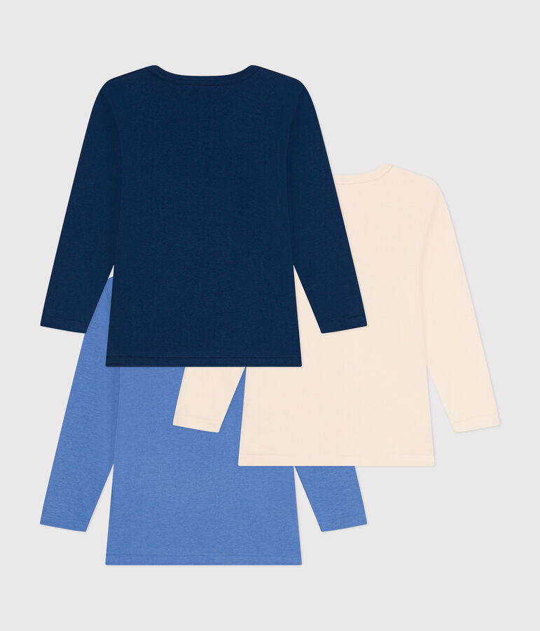 3er-Set lang&auml;rmelige T-Shirts aus einfarbiger Baumwolle f&uuml;r Kinder variante 1
