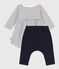 Kleid mit Matrosenstreifen und Leggings aus Baumwolle für Babys weiss MARSHMALLOW/blau SMOKING