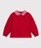 Kinder-Sweatshirt mit Kragen aus einfarbiger Baumwolle rot