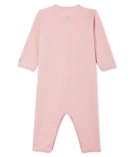 Baby-Strampler ohne Fuß aus Rippstrick für Mädchen rosa CHARME/weiss MARSHMALLOW