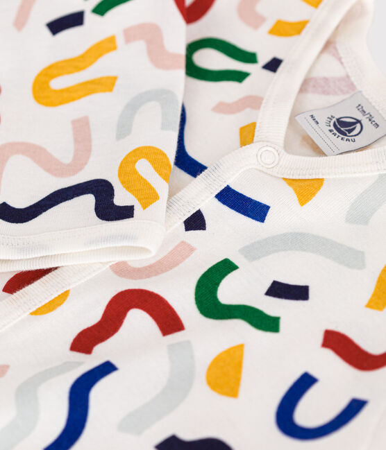 Baby-Strampler ohne Füße aus Baumwolle mit leuchtendem Printmotiv weiss MARSHMALLOW/weiss MULTICO