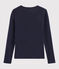 Damen-T-Shirt aus Baumwolle mit V-Ausschnitt blau SMOKING