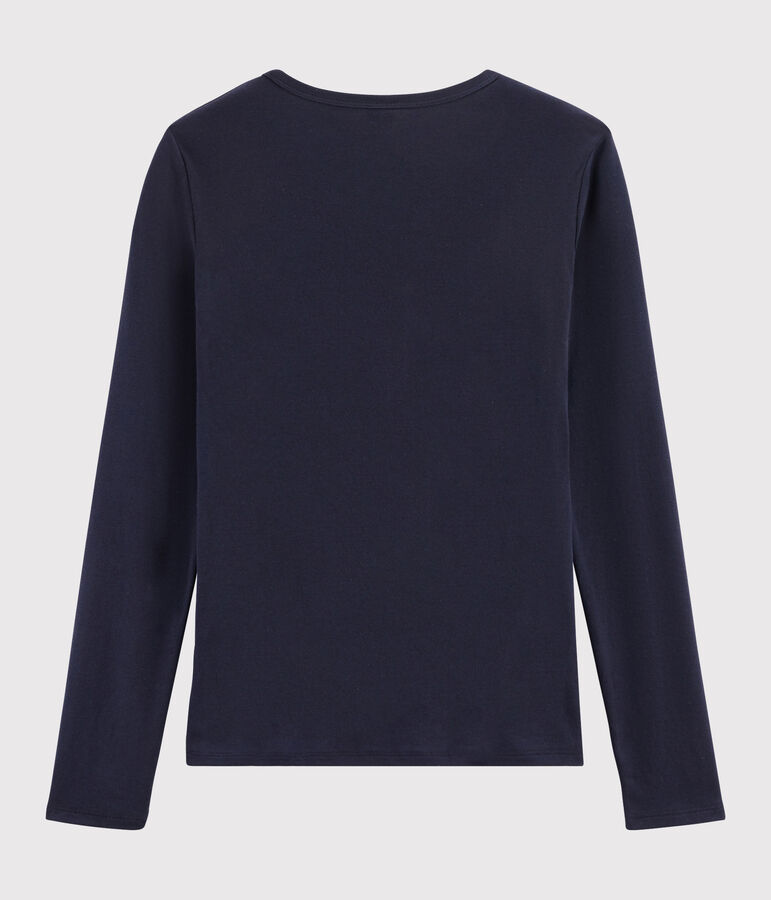 Damen-T-Shirt aus Baumwolle mit V-Ausschnitt blau