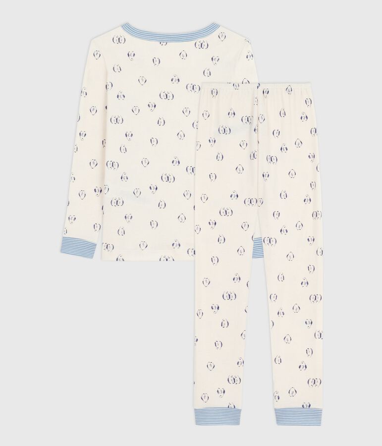Bedruckter Kinderpyjama aus Baumwolle, sehr eng anliegend blau/blau