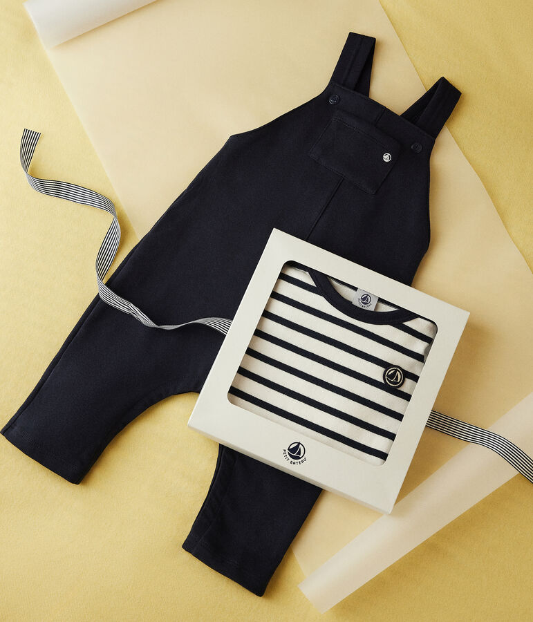 Baby-Latzhose und Streifenshirt aus dichtem Jersey vielfarbig